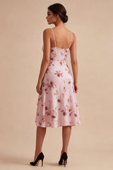 Suzhoufashion Pink Floral Spaghetti Straps Ruffled A-Line Short Homecoming Dress