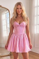 Suzhoufashion Pink Sweetheart A Line Short Corset Homecoming Dress