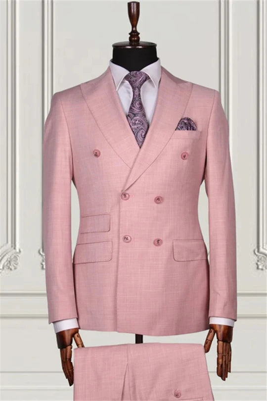 Suzhoufashion Pink Two Pieces Slim Fit Bespoke Men Suits