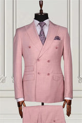 Suzhoufashion Pink Two Pieces Slim Fit Bespoke Men Suits