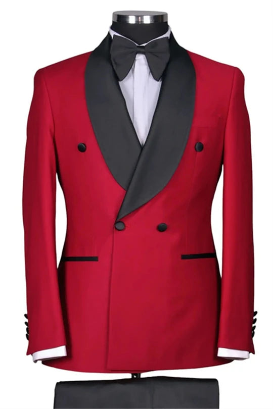 Suzhoufashion Red Two Pieces Close Fitting Bespoke Men Suits For Prom