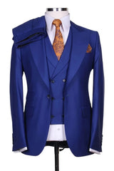 Suzhoufashion Royal Blue Three Pieces Slim Fit Men Suits