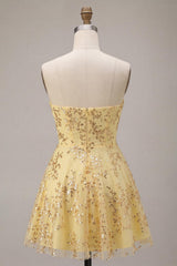 Suzhoufashion Sequin A-Line Corset Yellow Short Homecoming Dress