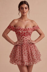 Suzhoufashion Sequins Red Corset A Line Short Homecoming Dress with Ruffles