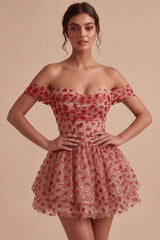 Suzhoufashion Sequins Red Corset A Line Short Homecoming Dress with Ruffles