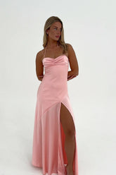 Suzhoufashion Stylish Sheath Spaghetti Straps Pink Party Dress With Criss Cross Back Formal Evening Gown