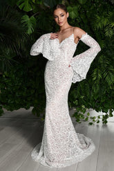 Suzhoufashion Sweetheart Beach Wedding Dress Long Sleeve Lace Sheath/Column Bridal Gown