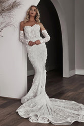Suzhoufashion Sweetheart Wedding Dress Mermaid 3D Flowers Beach Bridal Gown