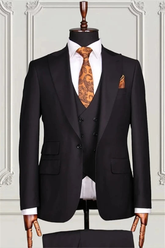 Suzhoufashion Trendy Black Three Pieces Bespoke Business Men Suits