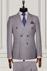 Suzhoufashion Trendy Grey Double Breasted Formal Business Men Suits