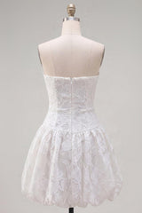 Suzhoufashion White Floral Strapless A-Line Short Homecoming Dress