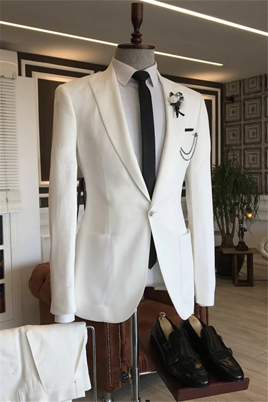 Suzhoufashion White One Button Prom Outfits For Men