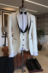 Suzhoufashion White Three Piees Best Fitted Prom Men Suits