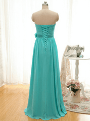 Sweetheart Blue Ruffles Chiffon Bridesmaid Dress Popular Plus Size Long Wedding Dress