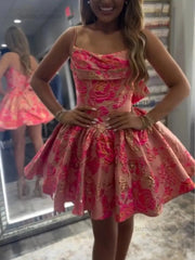 Sweetheart Floral Brocade A-Line Homecoming Dresses Mini Cocktail Dresses