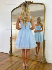 Sweetheart Glitter Tulle Mini Dress with 3D Floral Waist Detail Homecoming Dresses