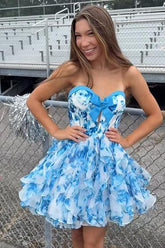 Suzhoufashion Sweetheart Strapless A-Line Short Floral Homecoming Dress