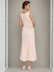 Tea Length Mother of the Bride Sheath Dress with Beaded Jacket