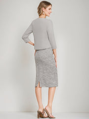Tea Length Mother of the Bride Sheath Column Dress with Jacket & Crystals
