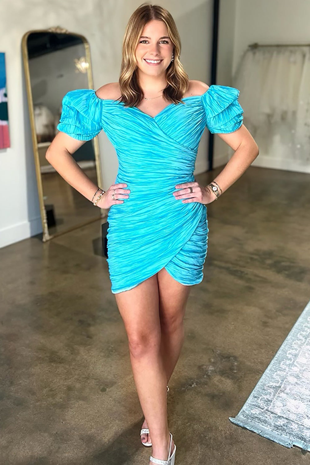 sachin and babi light blue dress Red Strapless Mirror-Cut Sequins A-line Homecoming Dress – Dreamdressy main image 0
