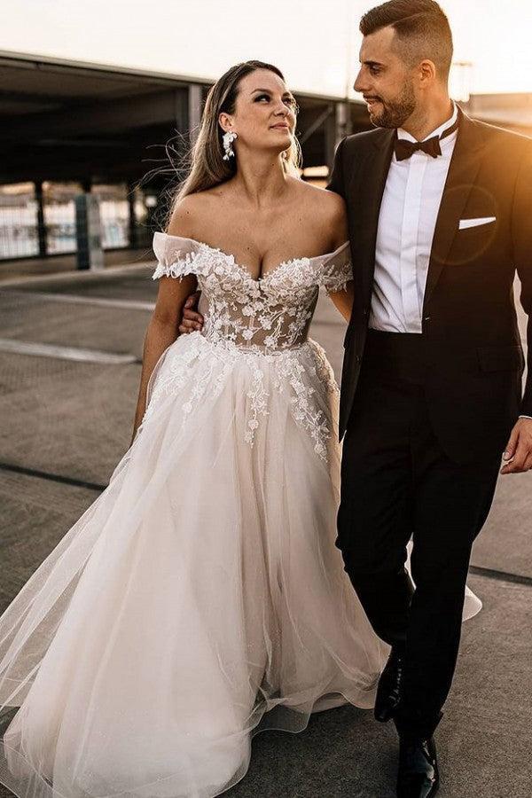 Unique Off-the-shoulder Sleeveless Empire Beach Wedding Dress with Lace