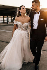 Unique Off-the-shoulder Sleeveless Empire Beach Wedding Dress with Lace