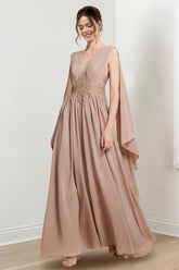 V Neck A Line Long Dress for the Mother of the Bride
