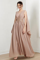 V Neck A Line Long Dress for the Mother of the Bride