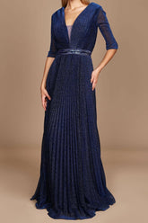 V Neck A Line Gown with 3/4 Sleeves for the Mother of the Bride