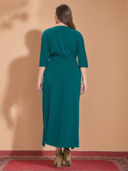 V Neck A Line Gown with Asymmetrical Ruffles for Plus Size Mothers of the Bride