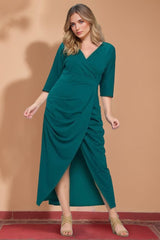 V Neck A Line Gown with Asymmetrical Ruffles for Plus Size Mothers of the Bride