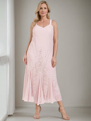 V Neck A Line Two Piece Plus Size Mother of the Bride Dress with Jacket and Sequins in Tea Length