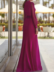 V Neck Belted Sheath Column Dress for the Mother of the Bride