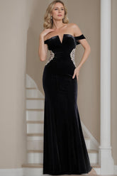 V Neck Sleeveless Long Sheath Column Mother of the Bride Dress With Beaded Applique