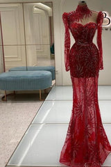Vintage Column Prom Dress Tulle Sweetheart Sleeve Red Formal Dress With Appliques