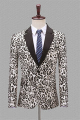 White Jacquard Notched Lapel 2 Piece Prom Suit