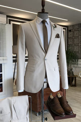 White Peaked Lapel 2 Piece Simple Prom Suit