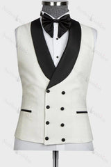 White Shawl Lapel 3 Piece Men's Wedding Suit