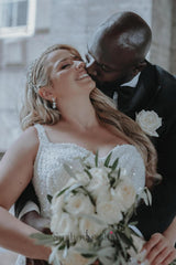 White Wedding Dress Mermaid Sweetheart Spaghetti Straps Sleeveless Beaded Sequined Long Bridal Gown