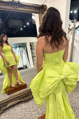 Yellow Homecoming Dresses Sweetheart Tiered Tight Short Cocktail Dresses With Bow