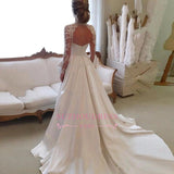 Zipper Lace Elegant High-Neck A-line Long-Sleeve Wedding Dress