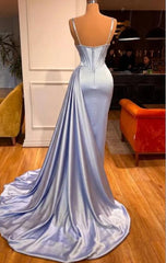 Stunning Split Front Sleeveless V-neck Spaghetti Strap Prom Dress