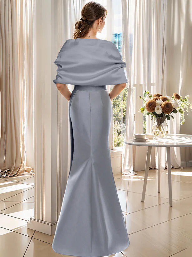 2 Piece Long Trumpet Dress for Mother of the Bride & Groom with Wrap