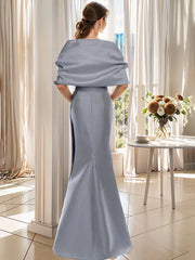 2 Piece Plus Size Long Mother of the Bride & Groom Wrap Dress in Trumpet