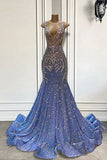 Suzhoufashion Sparkle Beaded Sequin Mermaid SIiver Beaded Prom Party Dresses