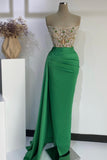 Suzhoufashion Strapless Emerald Green Mermaid Long Dress With Beads