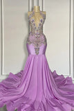 Suzhoufashion Long Lilac Sleeveless Halter Mermaid Formal Dresses With Beadings