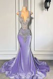 Suzhoufashion Lilac Mermaid Formal Dresses with Scoop Neckline Sleeveless and Crystal Beadings