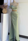 Suzhoufashion Off-the-Shoulder Mermaid Formal Dresses in Dusty Sage with Beads