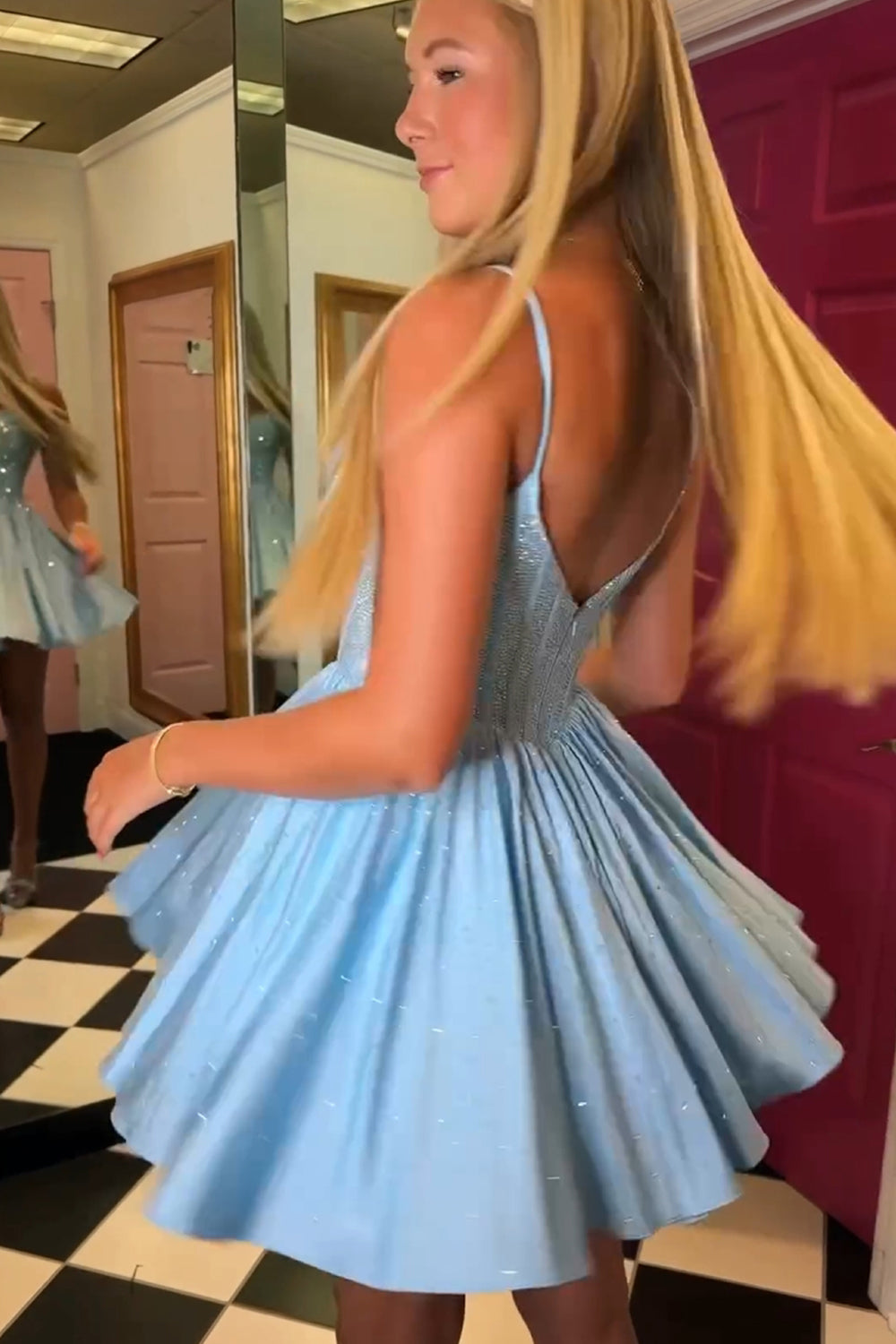 A Line Homecoming Dresses Beaded Corset Short Cocktail Dresses